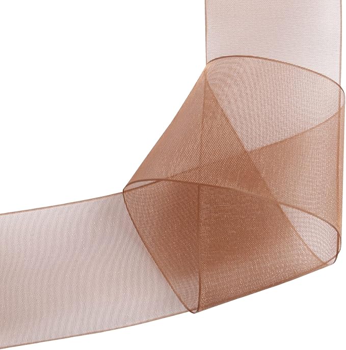 1-1/2 Inch Brown Shimmer Sheer Organza Ribbon Sheer Chiffon Ribbon 50 Yards-Roll Multiple Colors Available for Gift Wrapping Wedding Events Christmas Décor