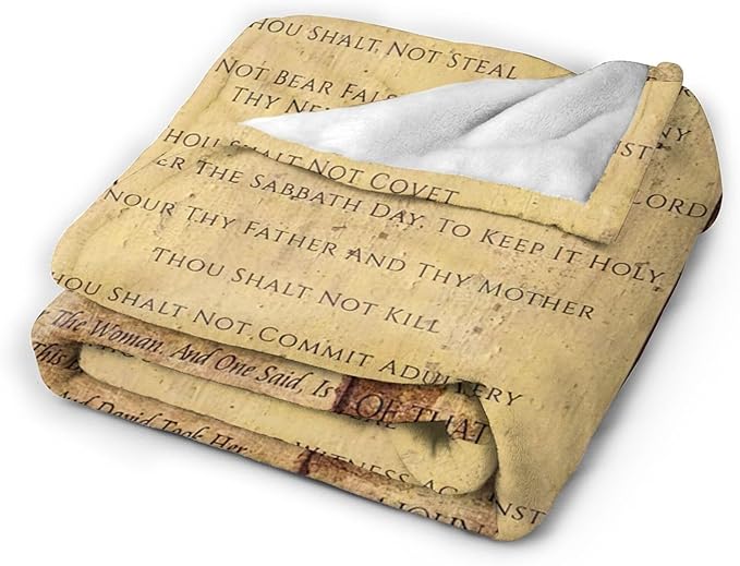Christian Bible Blanket 10 Commandments Throw Blanket Christian Gifts and Decor Religious Bible Verse Blanket for Women Men Kids Adults Soft Warm Cozy Fleece Blanket for Couch Sofa Bed 80"x60"