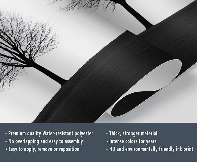 KIREUPA Minimalist Tree Wall Mural, Elegant Tree Silhouette Poster 3d Wall Murals, Modern Forest Wallpaper Mural, for Living Room Bedroom Large Wallpaper Indoor Decor 59" W x39.4 H