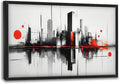 Black White Red City Wall Art City Skyline Pictures Wall Decor Large Abstract Canvas Prints Painting Framed Artwork Decoration Above Bed for Bedroom Living Room Gallery Office 36"x24"