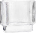 Ribbed Vase, Fluted Glass Vase for Flowers, Clear Flower Vases for Tulips, Modern Vases for Living Room, Dining Table, Office, Bedroom, Mantle, Shelf, Wedding, 7 Inch