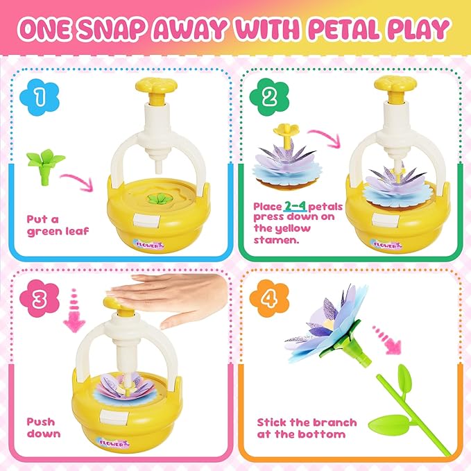 Einailvk Kids Craft Kits, Arts and Crafts for Kid 4-6, Fabric Flower Bouquets Toys, DIY Flower Making Kit for Kids 4 5 6 7 8 9 10 11 12 Year Old Girl Birthday Christmas Gift