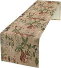 Rustic Woodland Table Runner, Retro Cabin Lodge Fairy Tale Forest Wild Animals Hare Squirrel Print Table Runner for Kitchen Dining Home Decor Wreath Party Decoration, 13x60inch