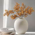 Large White Ceramic Vase, 9.8 inch Round Minimalist Textured Vase, Rustic Farmhouse Decor for Home, Living Room, Shelf, Table, Wedding & Entryway Decoration (Sandstone White)