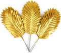 CCINEE 16 PCS Artificial Palm Leaves, Golden Faux Large Palm Fronds Fake Tropical Plant Simulation Safari Leaves with Stems for Home Hawaiian Luau Party Jungle Beach Theme Party Decoration