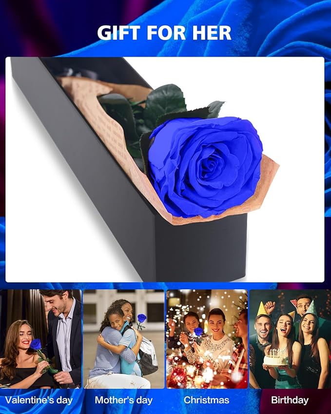 Blue Rose Flowers Gifts for Women: Preserved Roses Birthday Christmas Anniversary for Mom Girlfriend Wife Grandma