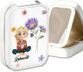 Wrappiness Girls & Women Lovely Makeup Box With LED Mirror - Personalized Jewelry Box Organizer Portable Ideal for Travel, Gift for Daughters Sisters Friends (Birth Month Flower, Teen Girls)