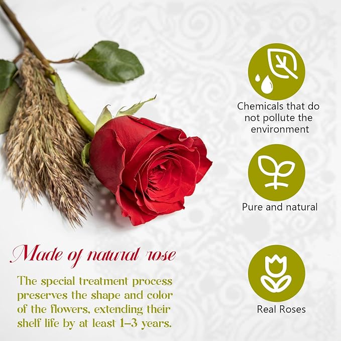 16-Piece Forever Flowers Heart-Shaped Box – Real Immortal Preserved Roses Lasting a Year, Perfect for Birthday, Girlfriend, Mother, or Wife, Valentine Day Gift for Her - Red