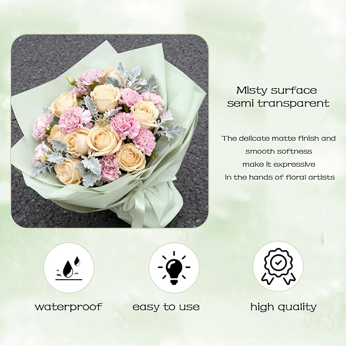 DNSGOOR 20 Sheets Flower Wrapping Paper, Waterproof Floral Bouquet Wrapping Paper, Korean Bouquet Paper Florist Supplies for Birthday, DIY Crafts, Gift Packaging, Wedding, Birthday Gift