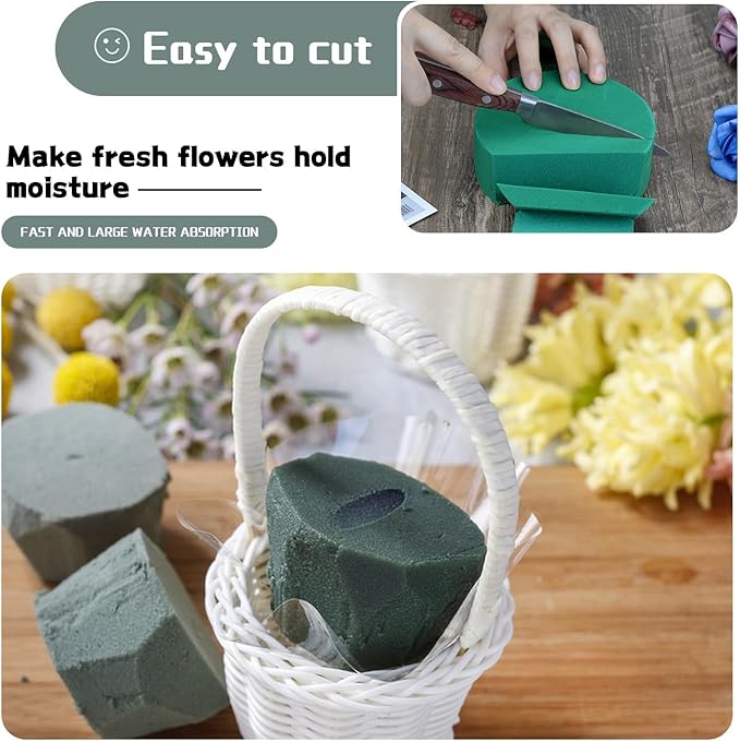 SupKing 8 Pcs Round Floral Foam 4.5", Green Wet Dry Flower Foams Florist Blocks Plant Foam for Craft Artificial and Fresh Flower Arrangements