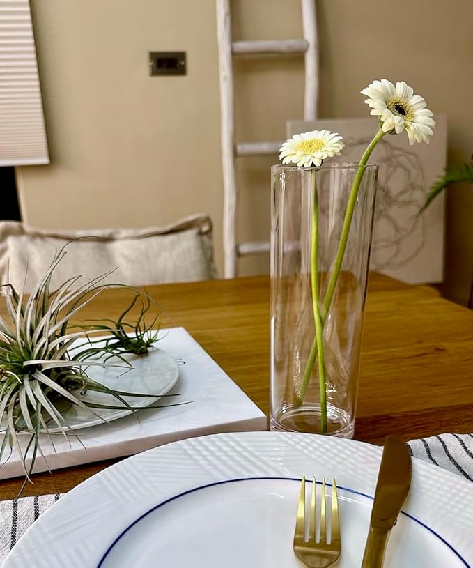 KLIFA- Carlsbad- Set of 8 Pieces, 6 & 7 Inch Tall, Plastic Cylinder Vases for Centerpieces, Acrylic Flower Vase for Wedding Centerpieces, Home Decorations, Clear