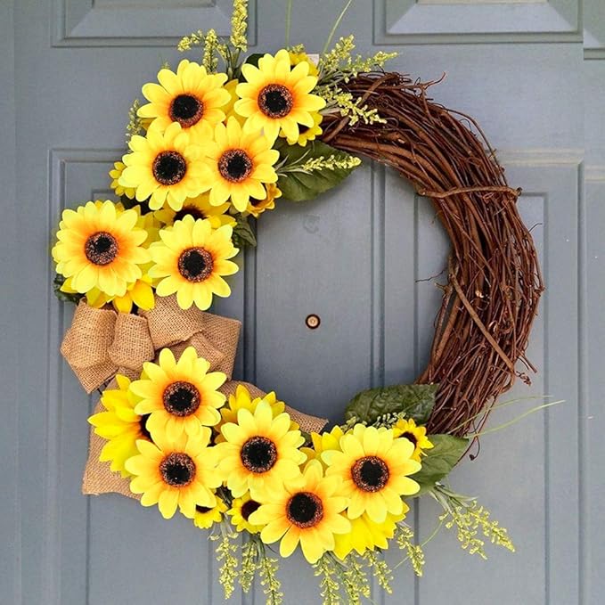 Mocoosy 100 Pcs Sunflowers Artificial Flower Heads, 2.8 Inch Fake Sunflowers Bulk, Yellow Silk Sun Flower Head Decorations DIY Floral Crafts Wedding Arrangement Baby Shower Party Home Decor