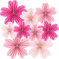 Paper Fans Party Decorations Paper Flowers Decorations for Wall Classroom Floral Backdrop Baby Shower Birthday Party Flower Wall Decor Pack of 9 Pink