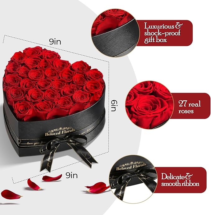 27 Preserved Flowers Rose Birthday Gifts for Women Her Mom Wife Girlfriend Grandma on Valentines Mothers Day Christmas Anniversary Romantic