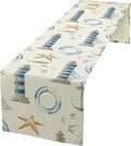 Blue Beach Table Runner, Tropical Ocean Coast Table Runner, Seashell Seasonal Nautical Restaurant Coffee Table Decorations for Home Holiday Party Indoor Outdoor 13x60 Inch
