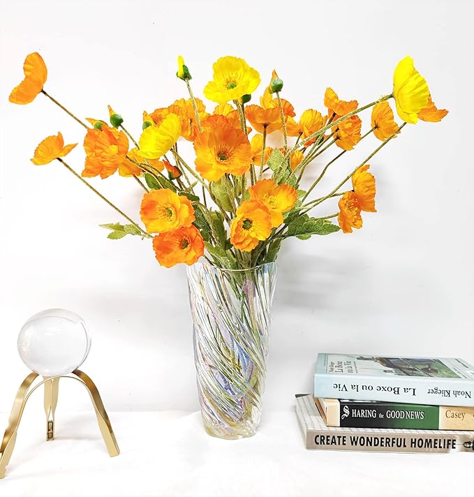 9.4" High Colorful Glass Vase,Elegant Spiral Decorative Centerpiece for Home, Office,Wedding, Stylish Glass Flower Vase