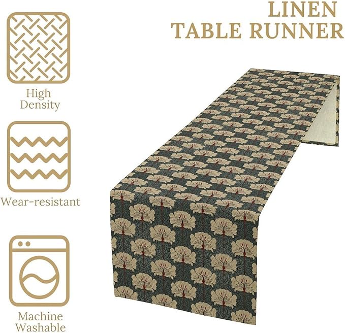 Vintage Floral Table Runner, William Morris Flowers Classic Boho Art Table Runner for Kitchen Dining Party, 13x60 Inch