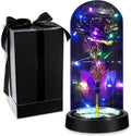 Birthday Gifts for Women Forever Rose with Colorful Lights in Glass Dome Eternal Flowers for Mom Christmas Valentines Day for Grandma Glass Flowers