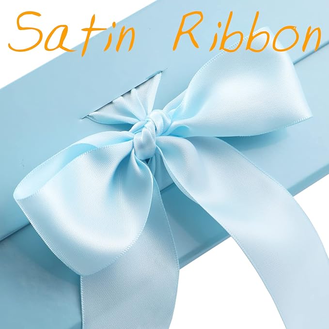 GREEN BEAN Large Gift Box with Lid for Present 13x9.7x3.4 Inches, Baby Blue Magnetic Box with Ribbon, Bridesmaid Proposal, Luxury Gifts Box(Glossy Baby Blue)