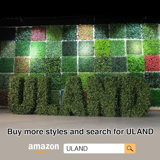 ULAND Artificial Hedges Panels, Topiary Fence Screening, Faux Greenery Grass Backdrop, Outdoor Privacy Wall Garden Fence Decoration, Pack of 12pcs 20"x20"