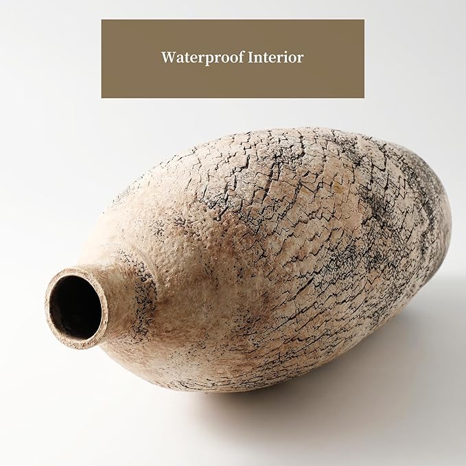 ALMA Handmade Pinky Beige Textured Vase 18 Inch Tall|Large Rustic Floor Vase for Pampas Grass|for Modern Farmhouse Decor, Living Room,Entryway Table Decor