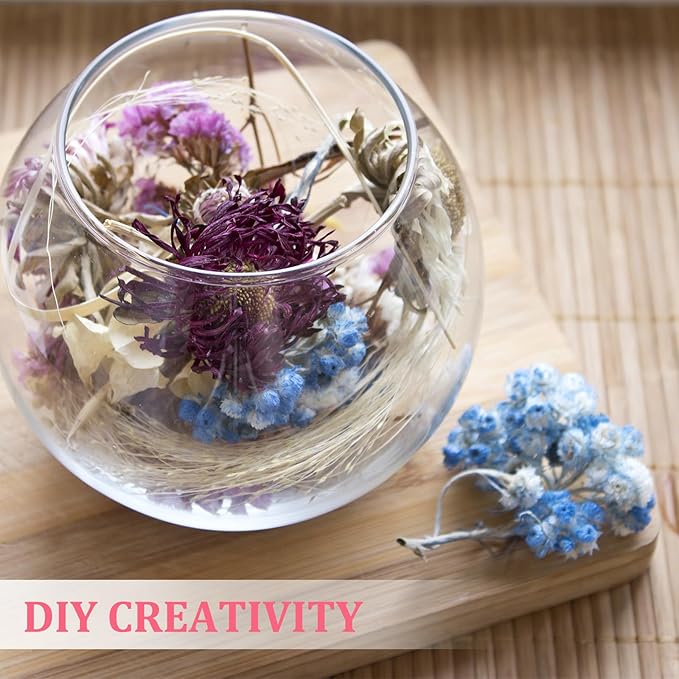 PATIKIL Mini Dried Gypsophila Flower Kit, 30Pcs 4 Inch Blue Natural Pressed Floral Bundles with Tweezer for DIY Resin Crafts Gift Wedding Christmas Card Decor Flower Bouquets