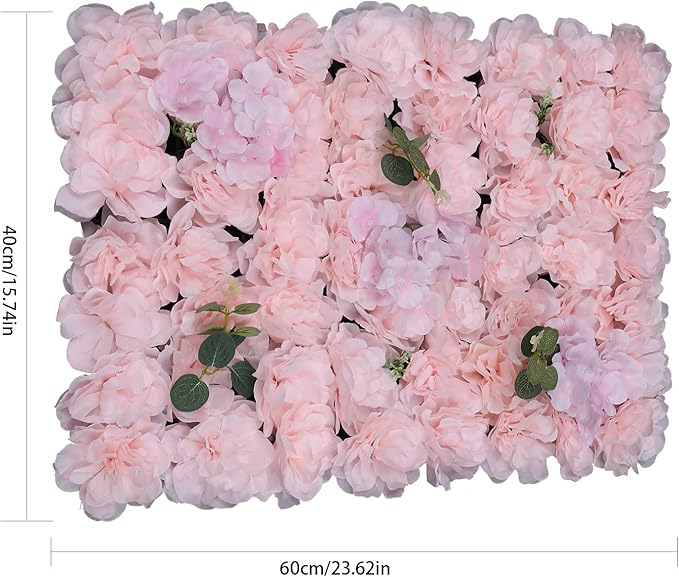 15.74"x 23.62" Artificial Flower Wall Panels,Flower Wall Mat Silk Flower Panels for Outdoor Garden Backyard Fence Fence Privacy Screen and Indoor Wall Decor (6Pcs Light Pink)