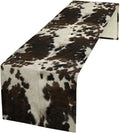 Cow Print Table Runner, Brown Cowhide Print Western Style Table Runner Country Farmhouse Cottage Cow Patten Table Decoration for Home Kitchen Dining, 13x36 Inch
