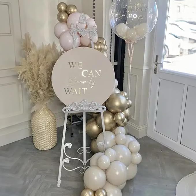 Sand White Balloons Different Size, 123 Packs Beige Balloons Arch Kit, Pack of 18 12 10 5 Inch Ivory Cream Balloons Garland for Boho Birthday Party Wedding Anniversary Baby Shower Decoration