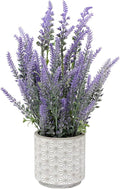 DILATATA Lavender Flowers Artificial Decor in Cement Pot - Faux Plants for Rustic Home, Bathroom, Table Centerpieces, Wedding Decor - Purple Potted Lavender Flower