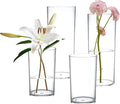 KLIFA- Carlsbad- Set of 4 Pieces, 6 & 9 Inch Tall, Plastic Cylinder Vases for Centerpieces, Acrylic Flower Vase for Wedding Centerpieces, Home Decorations, Clear