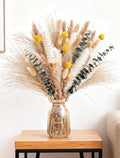 Pampas Grass Boho Decor Bouquet - Natural Dried Flowers Including Billy Balls,Eucalyptus,Bunny Tails Grass,Multi-Scene Decor for Home/Wedding/Living Room/Entryway | Versatile Ins-Style Home Ornament