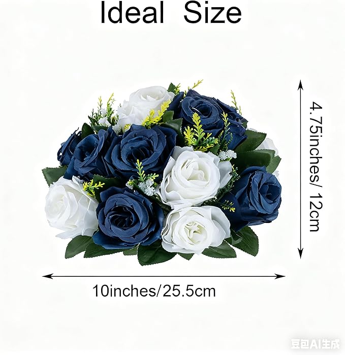 Flower Centerpieces for Wedding Tables: Wedding Table Decorations Navy Blue & White Flower Balls Centerpieces for Engagement Cerebration Party Center Pieces 2 Packs
