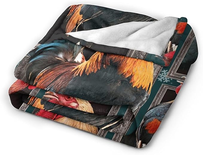 Rooster Throw Blanket - Chicken Farm Animal Gifts and Decor for Girls, Boys, Women, Men, Kids, Adults - Soft Warm Cozy Fleece for Couch, Sofa, Bed 80"x60"