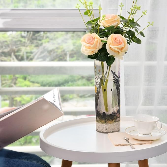Flower Vase Clear Plastic Cylinder Vases Decor for Centerpieces Home Storage Office Weddings Cute Ghost Flower 11.8 x 3.9 in