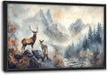 Deer Wall Art Large Wildlife Nature Mountain Landscape Pictures Wall Decor Rustic Cabin Fall Forest Canvas Prints Nordic Painting Framed Artwork Decoration for Bedroom Living Room Office 36"x24"