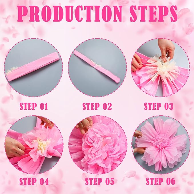 Giegxin 6 Pcs 31.5 " 24 " Rose Red Tangerine Giant Paper Flowers Extra Large Floral Tissue Paper Flowers Floral Decoration for Christmas Mexican Fiesta Wall Wedding Bridal Shower Birthday Decor