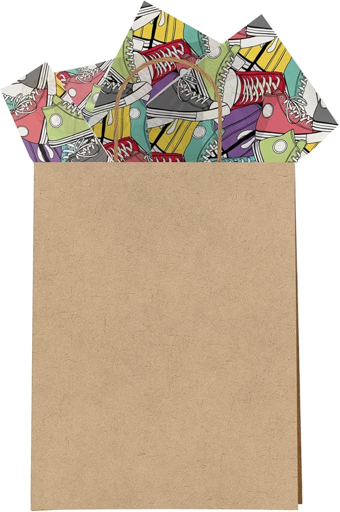Pro Supply Global Sneakers Printed Tissue Paper for Birthday Party Gift Bags or Boxes and Wrapping - Bulk Decorative Art Tissue Paper for Packaging and Gifting | 24 Sheets 20" x 30"