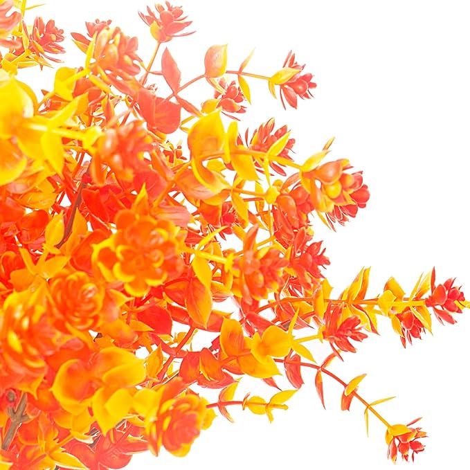 Artificial Fall Flowers, Fake Outdoor UV Resistant Autumn Plants for Home Kitchen Christmas Festival Thanksgiving Autumns Decoration(Gold Yellow)