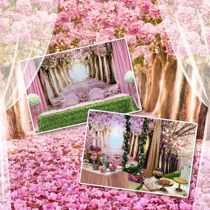 AOFOTO 6x4ft Spring Cherry Blossom Backdrop Sweet Pink Flowers Tree Floral Petal Boulevard Photography Background Baby Shower Photo Studio Props Kid Baby Infant Newborn Artistic Portrait Wallpaper