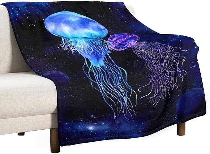 Jellyfish Gifts for Girls & Women - Soft, Warm & Cozy Fleece Throw Blanket for Kids & Adults - 40"x50"