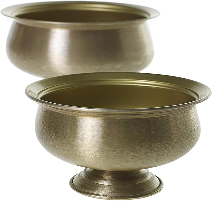Fiona Metal Gold Compote for Plant and Flowers| Modern Bowl Decor for Home or Office l Indoor and Outdoor Vase for Any Event Decorations (9.75"x 5.75") (72201)