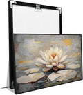 Ethereal white lotus floating on Crystal Waters poster vintage oil painting printwall art soft blush and gold accents serene home and office decor dreamy 16x24in Metal blackFramed