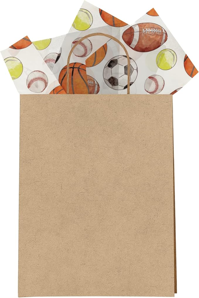 Sports Balls Printed Tissue Paper for Gift Bags or Boxes and Wrapping - Soccer, Basketball, Baseball - Bulk Decorative Art Tissue Paper for Packaging and Gifting | 24 Sheets 20" x 30"