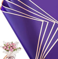 Bupduq 30 Sheets Purple Gold Edge Flower Bouquet Wrapping Paper，Florist Supplies Waterproof Floral Bouquet Wrapping Paper Bouquet Accessorie，Flower Shop Packaging Pape for DIY Gift Wedding Birthday