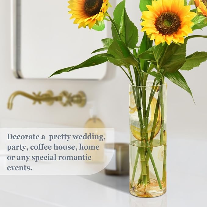 Flower Vase Clear Plastic Cylinder Vases Decor for Centerpieces Home Storage Office Weddings Yellow Bananas Fruit 11.8 x 3.9 in