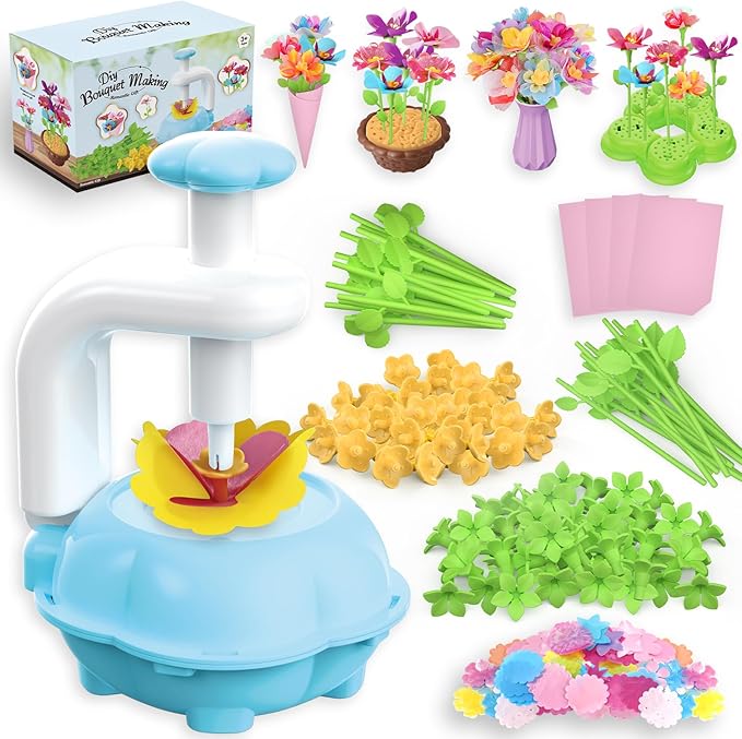 Kufanda Arts and Crafts for Kids 4-6, Toddler & Creative Fabric Flower Bouquets Toys for 4-8 Year Old Kids, Ideal Christmas Gifts for Granddaughters & Craft Lovers, Educational Fun DIY Activity Set