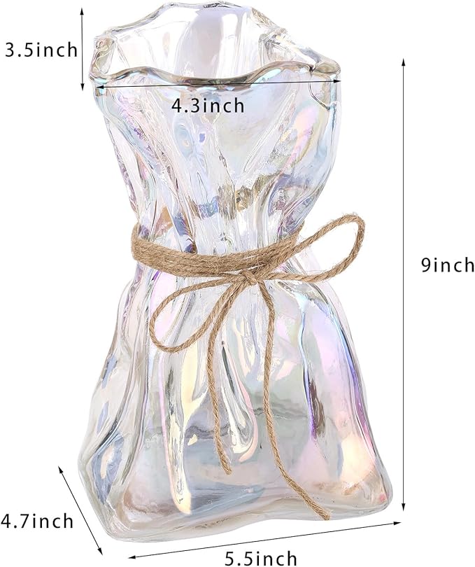 Colorful Irregular Shaped Modern Minimalist Glass Vase - Fashionable Multi-Use Home Decor for Flowers, Centerpiece, Kitchen, Office, Wedding & Holiday
