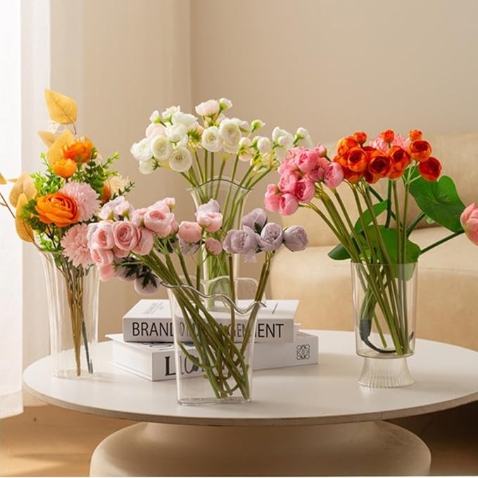 Clear Acrylic Trumpet Vase, Elegant Transparent Decorative Centerpiece for Flowers, Non-Breakable Lightweight Plastic Bouquet Vase for Dining Table, Wedding, Office, and Home Decor
