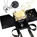 Preserved Real Rose Gift with “I Love You” 100 Languages Necklace and Music, Eternal Flower for Women Girlfriend Wife Mom Grandma, Romantic Anniversary Birthday Gift for Women